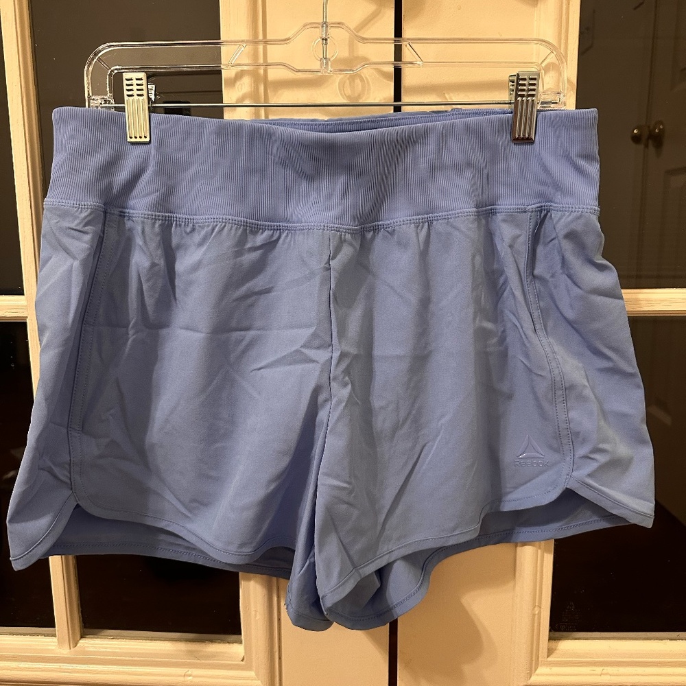 Women's Reebox Light Blue Athletic Shorts w/ Back Zipper Pocket & Liner | Size L